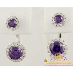 Серебряные серьги Нежинка с фиолетовым камнем. 2432/9р